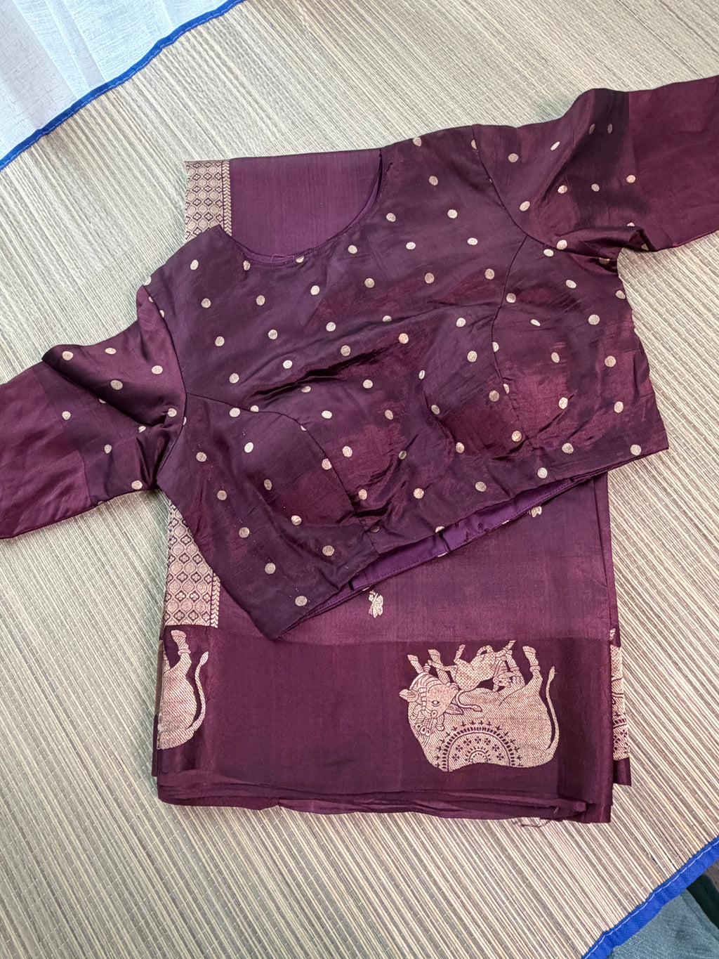 Wine Benarasi Silk Saree with Brocade Blouse
