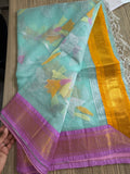 Muslin Jamdani Saree with Kanchi Border - Ganga Jamuna border