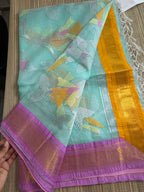 Muslin Jamdani Saree with Kanchi Border - Ganga Jamuna border