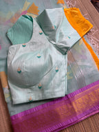 Muslin Jamdani Saree with Kanchi Border - Ganga Jamuna border