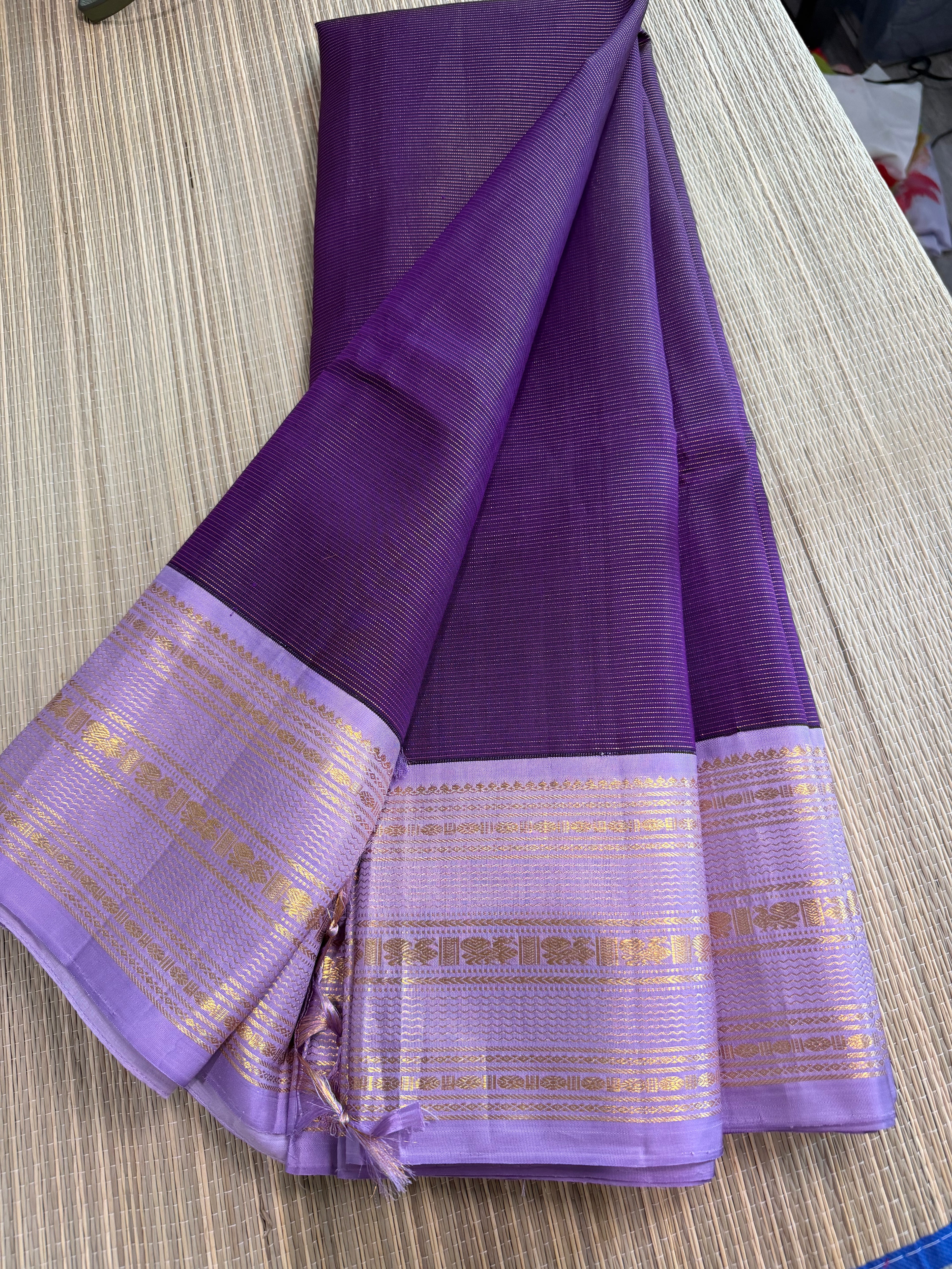 Vaira Oosi (Diamond Needle) Kanchipuram Silk Saree - Purple