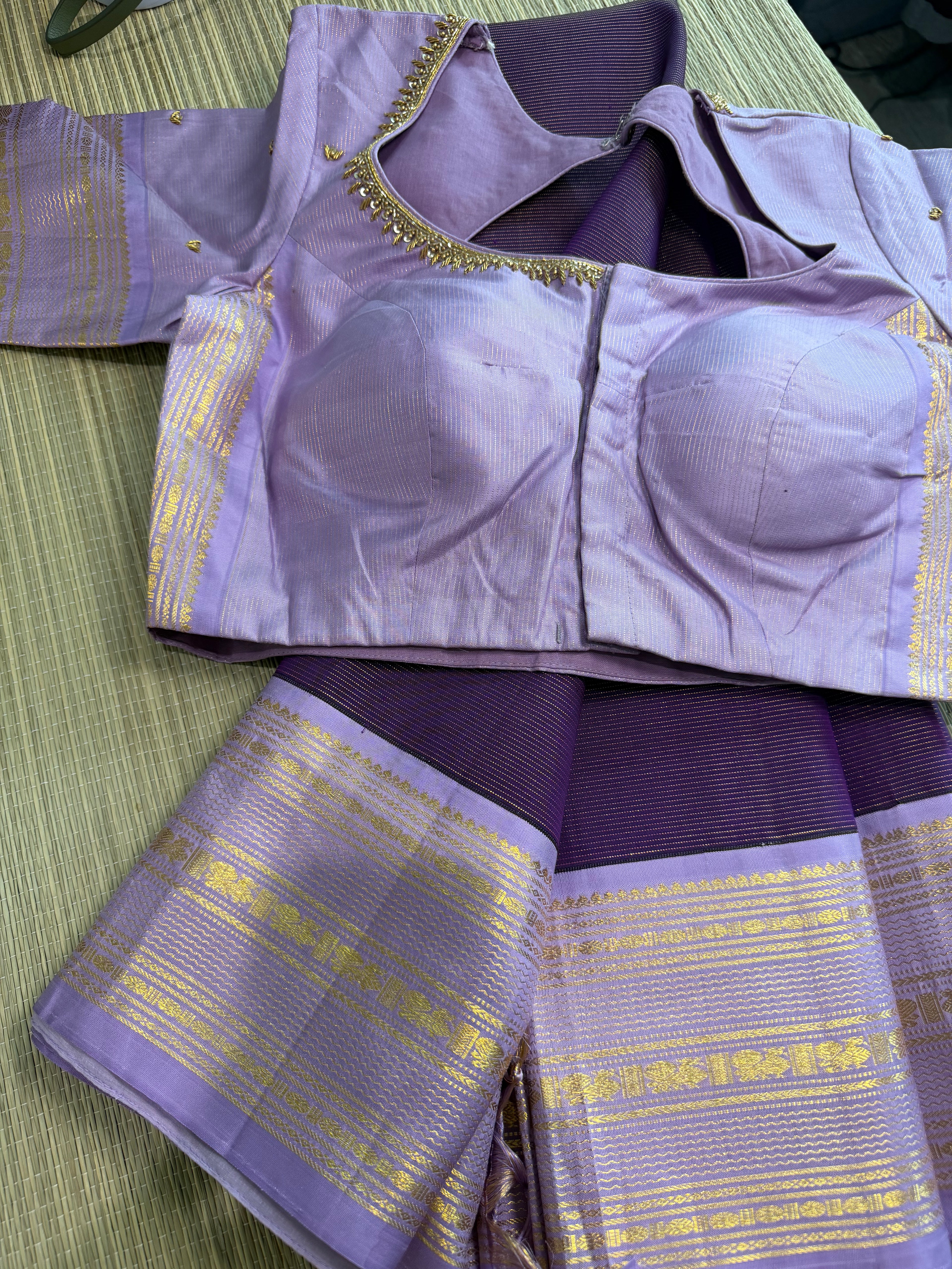 Vaira Oosi (Diamond Needle) Kanchipuram Silk Saree - Purple
