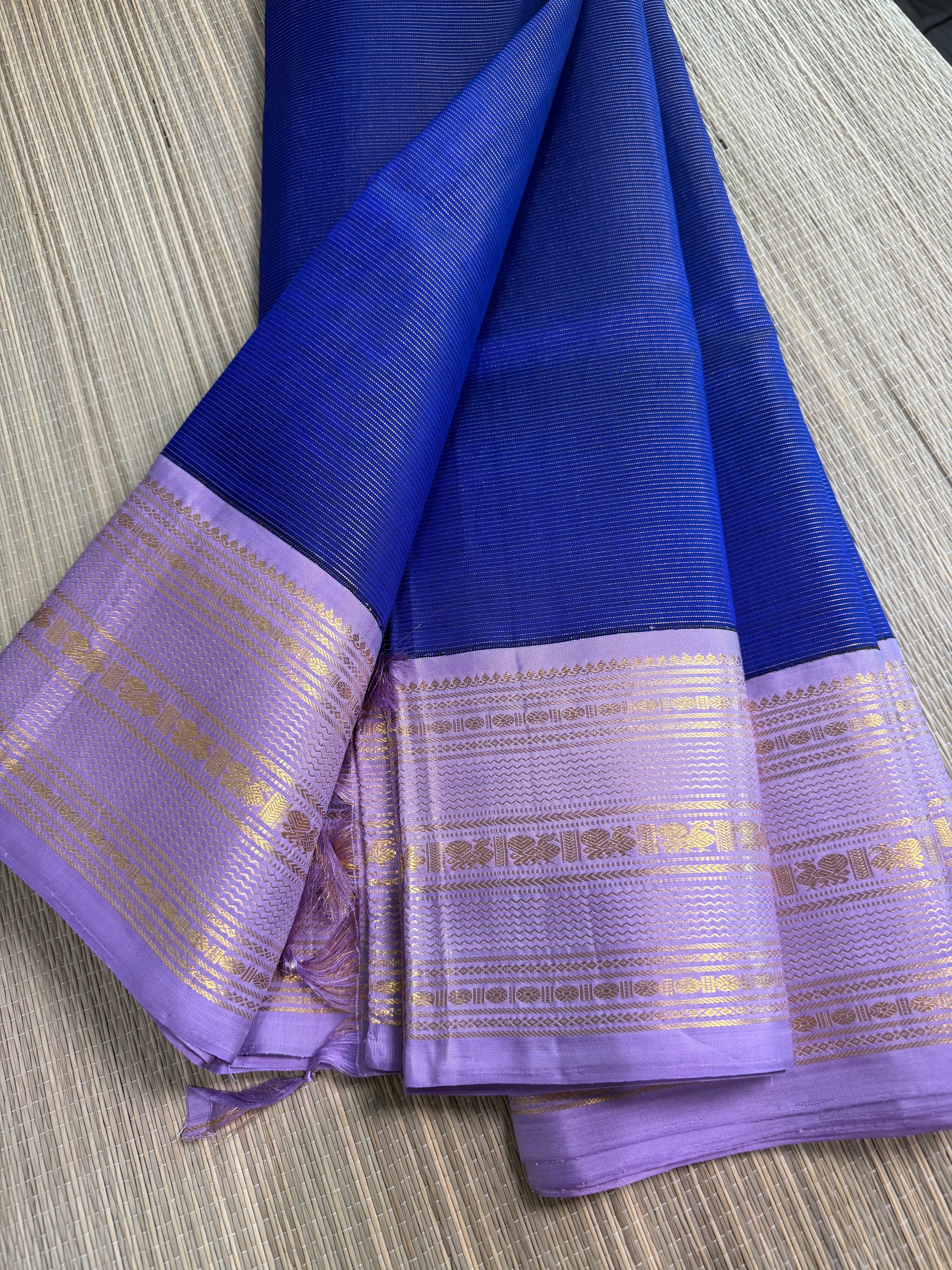 Vaira Oosi (Diamond Needle) Kanchipuram Silk Saree -Blue