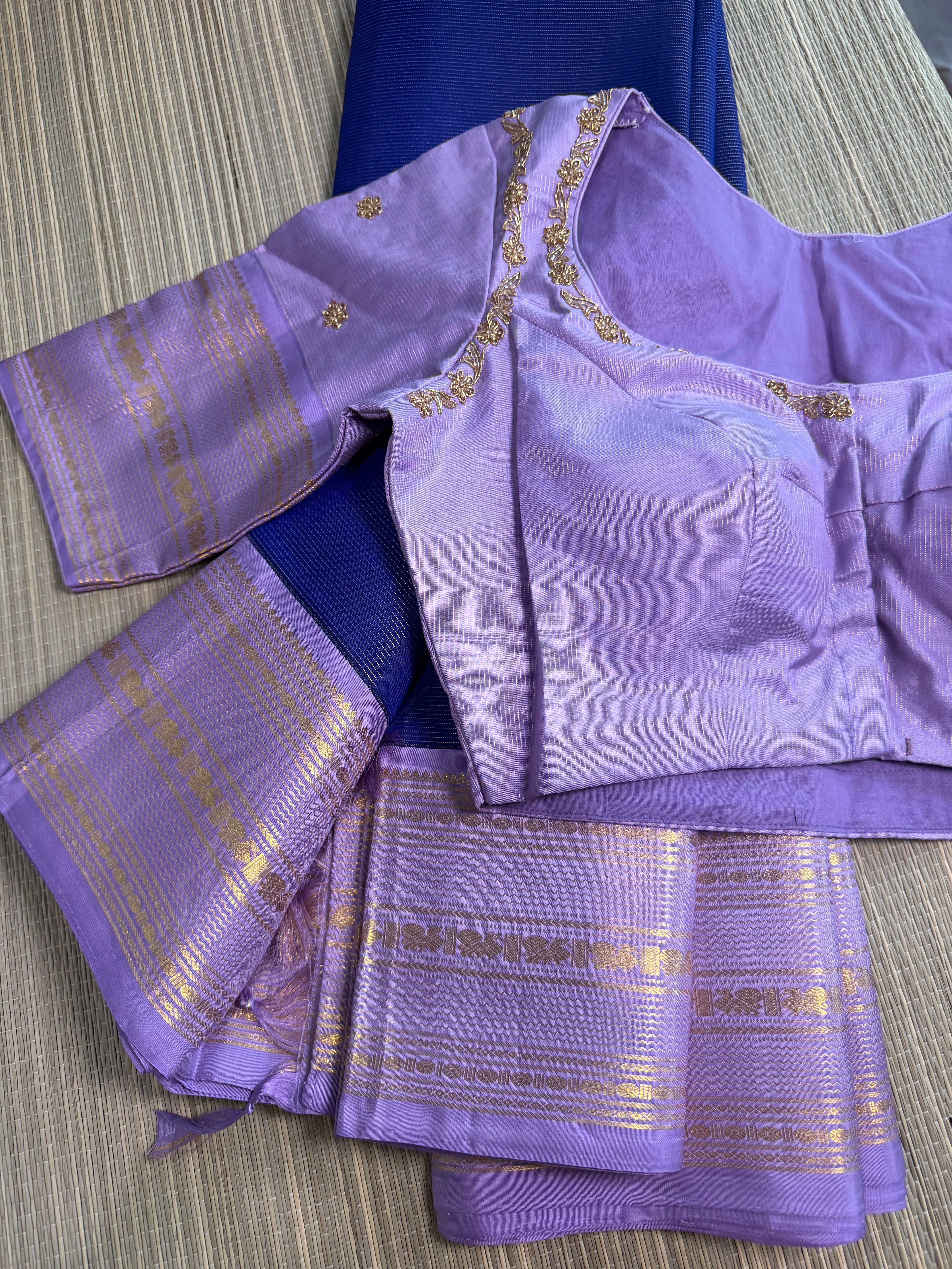 Vaira Oosi (Diamond Needle) Kanchipuram Silk Saree -Blue