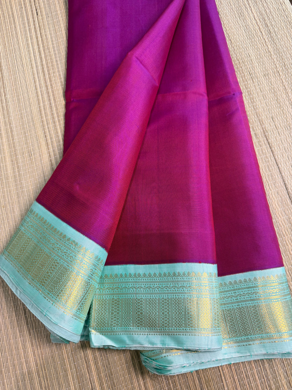 Magenta Pink Kanchipuram Silk Saree with Embroidered Blouse
