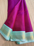 Magenta Pink Kanchipuram Silk Saree with Embroidered Blouse