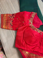 Bottle Green Kanchipuram Silk Saree with Embroidered Blouse (Copy)