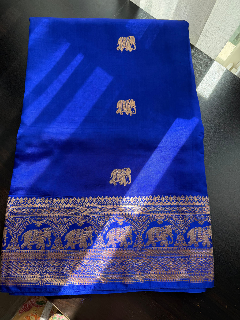 Elephant Motif Benarasi Saree with Embroidered Blouse