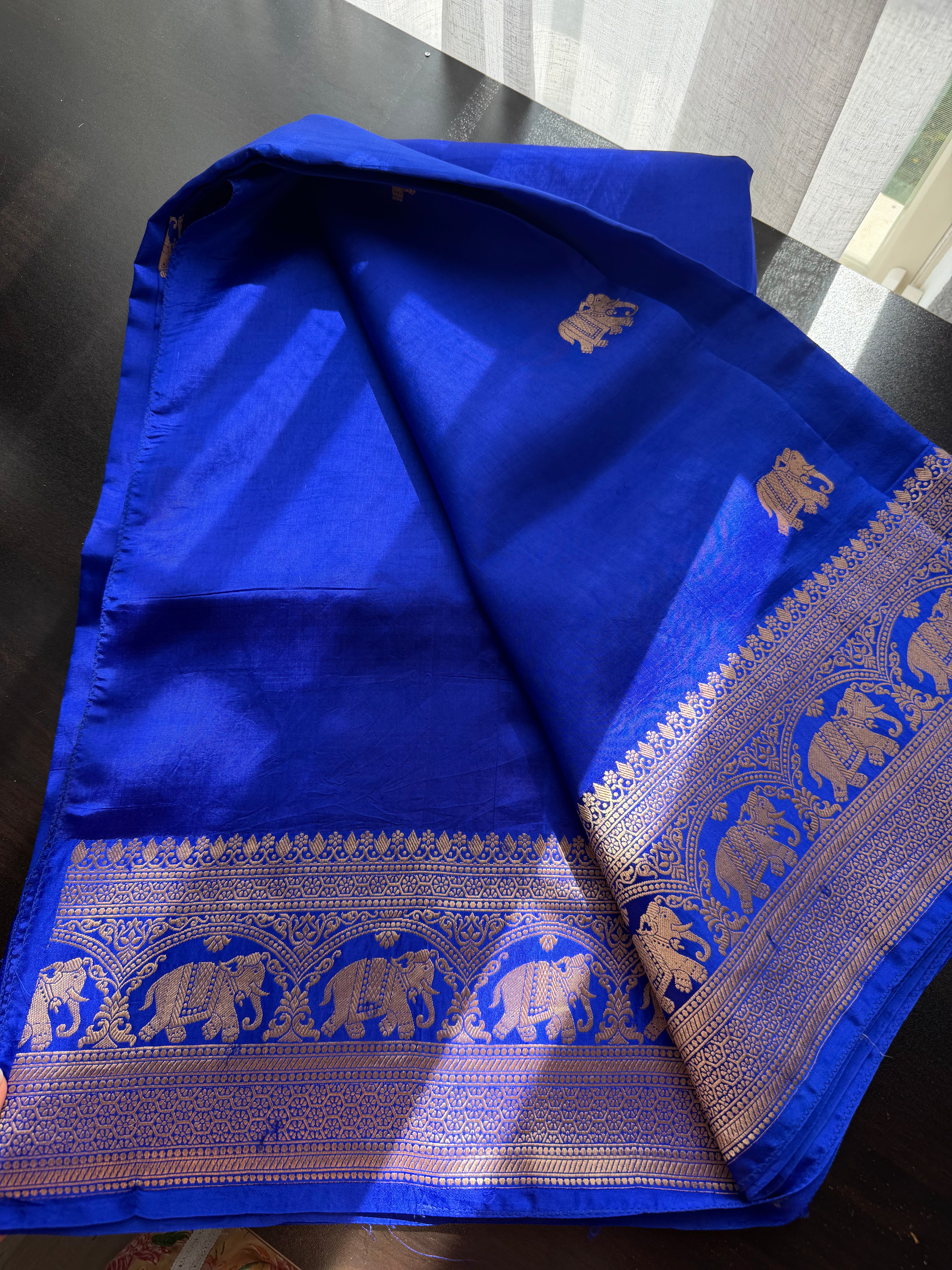Elephant Motif Benarasi Saree with Embroidered Blouse
