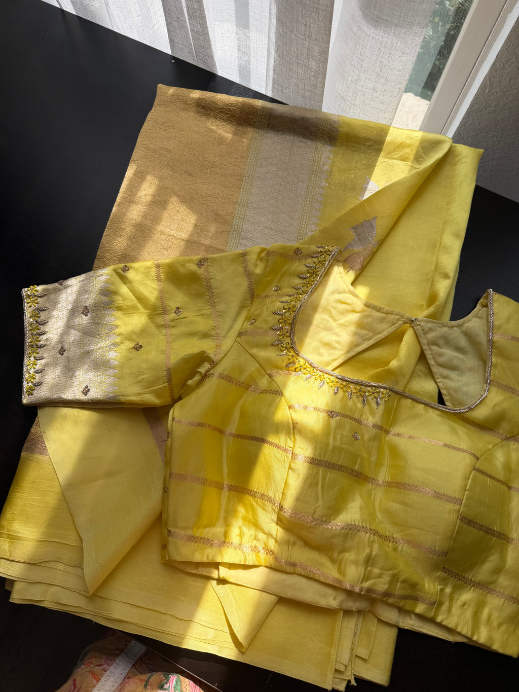 Yellow Benarasi Saree with Floral Motifs