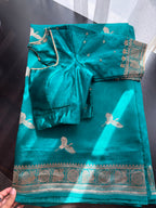 Peacock Green Benarasi Saree with Embroidered Blouse