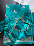 Peacock Green Benarasi Saree with Embroidered Blouse