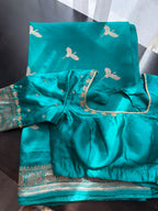 Peacock Green Benarasi Saree with Embroidered Blouse