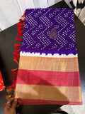 Kanchi Bandhini Saree with Embroidered Blouse - Violet