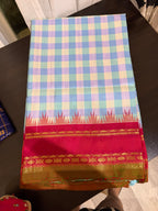 Checks Gadwal Silk Saree with Embroidered Blouse