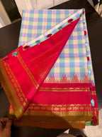 Checks Gadwal Silk Saree with Embroidered Blouse