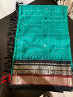 Rama Green Gadwal Silk Saree with Pattern Blouse