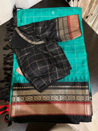 Rama Green Gadwal Silk Saree with Pattern Blouse