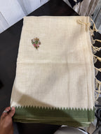 Linen Saree with Hand-Done French Knot Embroidery