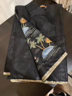 Tussar Kota Saree with Hand-Stitched Appliqué Work