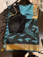 Mangalagiri Silk Saree with Pen Kalamkari & Embroidered Blouse
