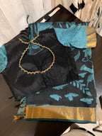 Mangalagiri Silk Saree with Pen Kalamkari & Embroidered Blouse