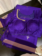 Purple Mashru Silk Saree with Designer Blouse