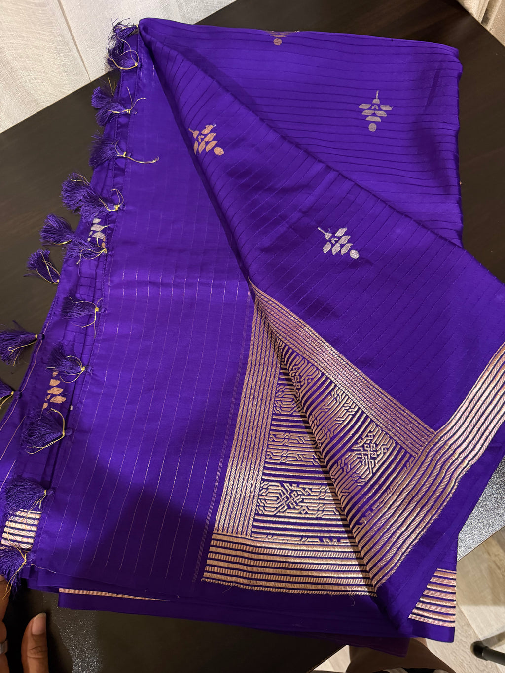 Purple Mashru Silk Saree with Designer Blouse