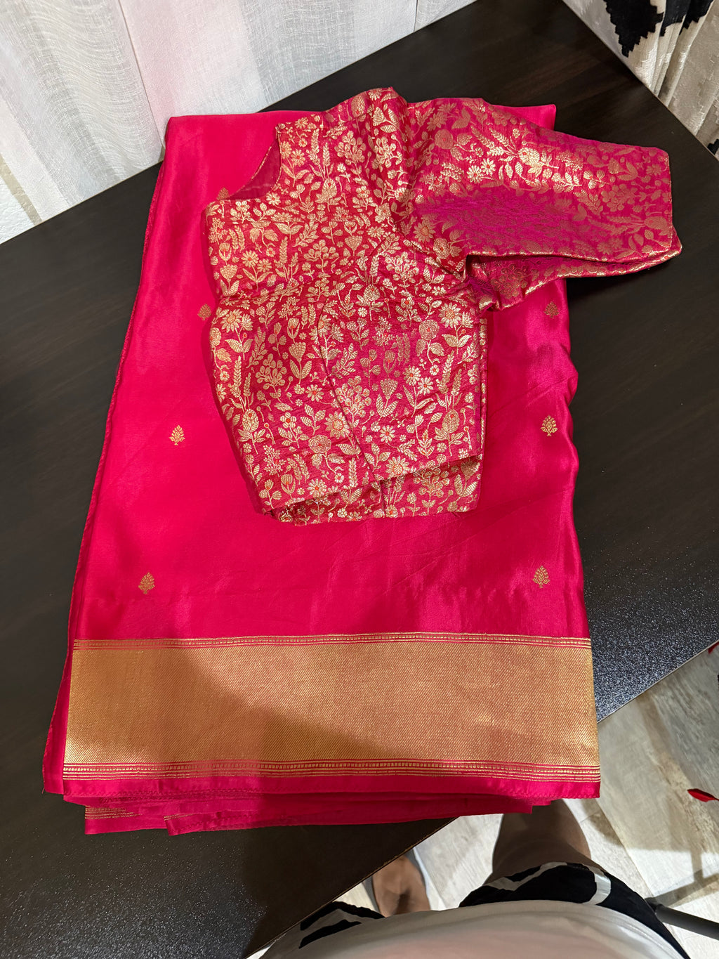 Pink Mashru Silk Saree with Brocade Blouse
