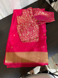 Pink Mashru Silk Saree with Brocade Blouse