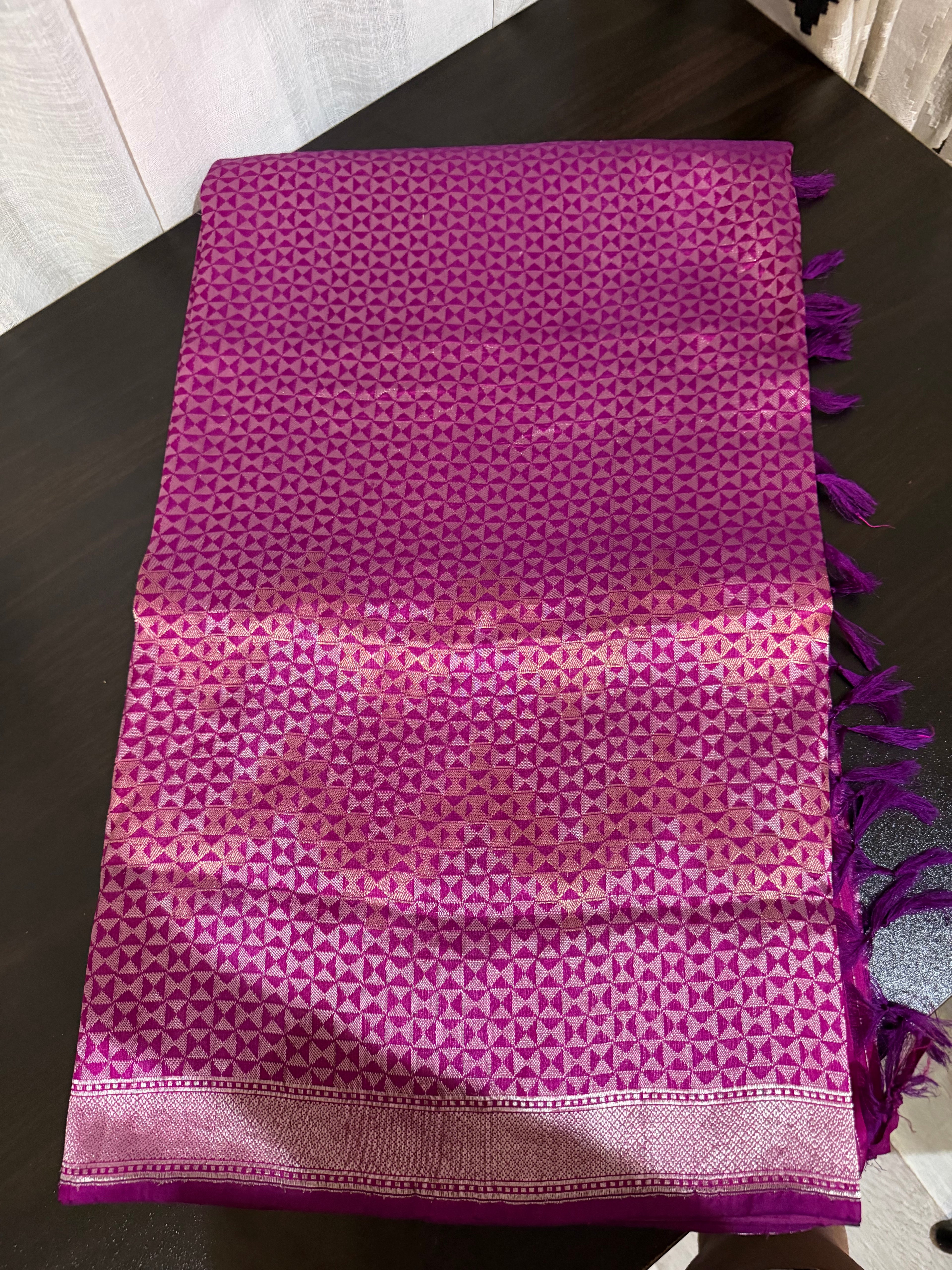 Purple Benarasi Silk Saree with Ornate Zari Work