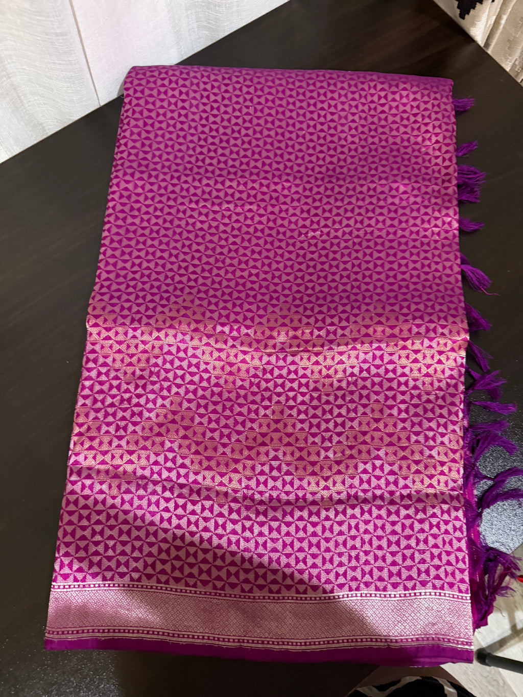 Purple Benarasi Silk Saree with Ornate Zari Work