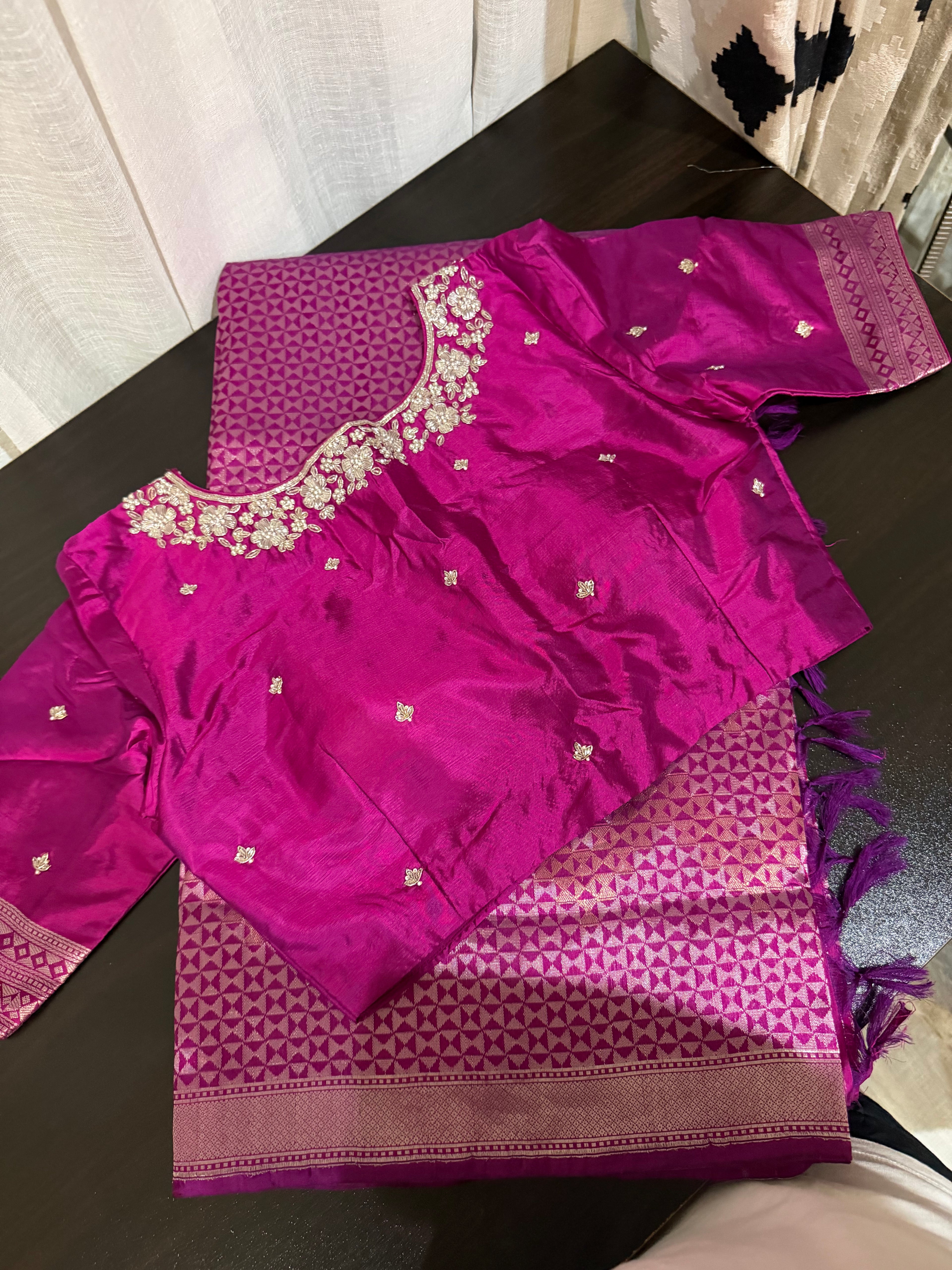Purple Benarasi Silk Saree with Ornate Zari Work