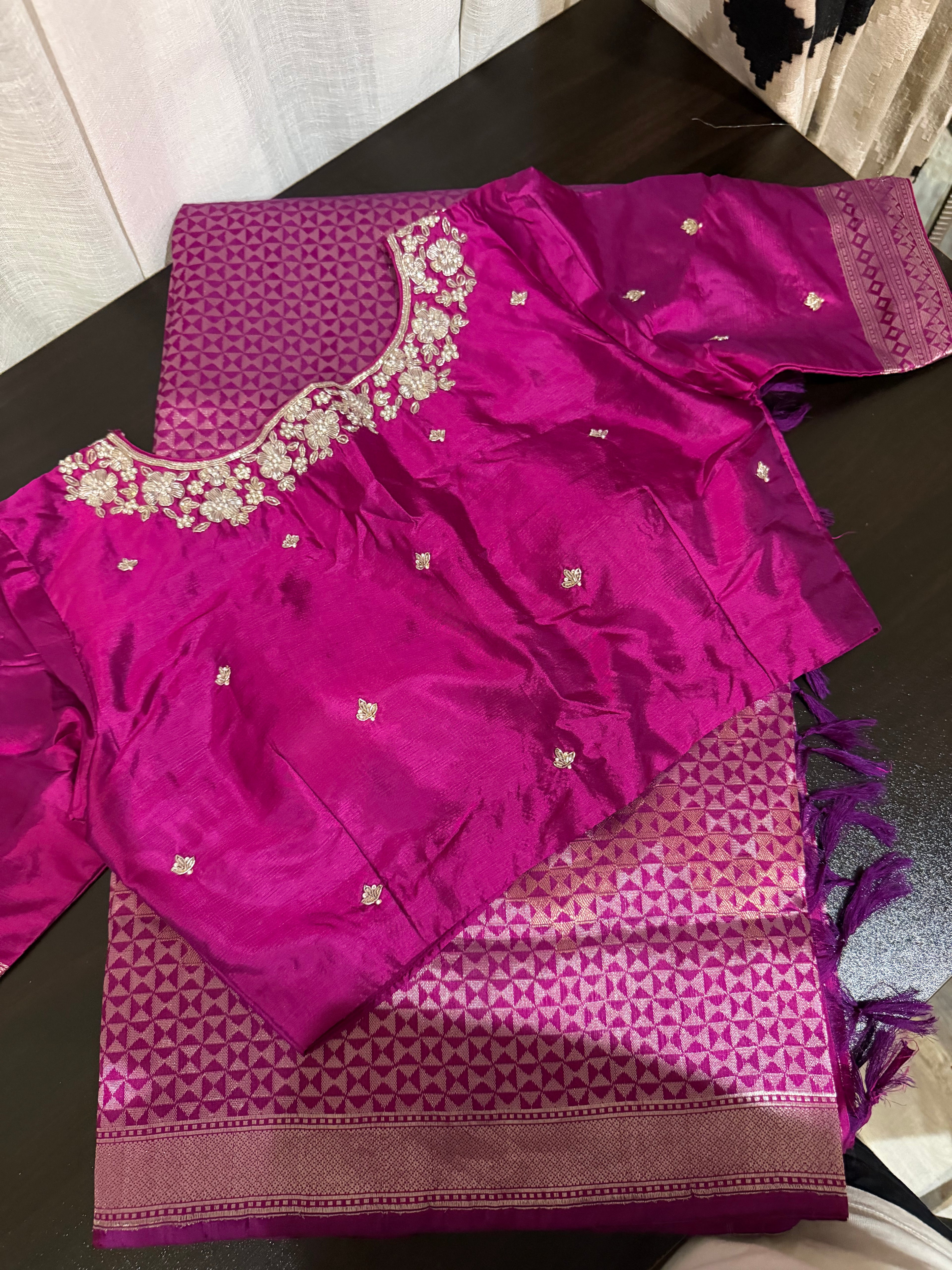 Purple Benarasi Silk Saree with Ornate Zari Work