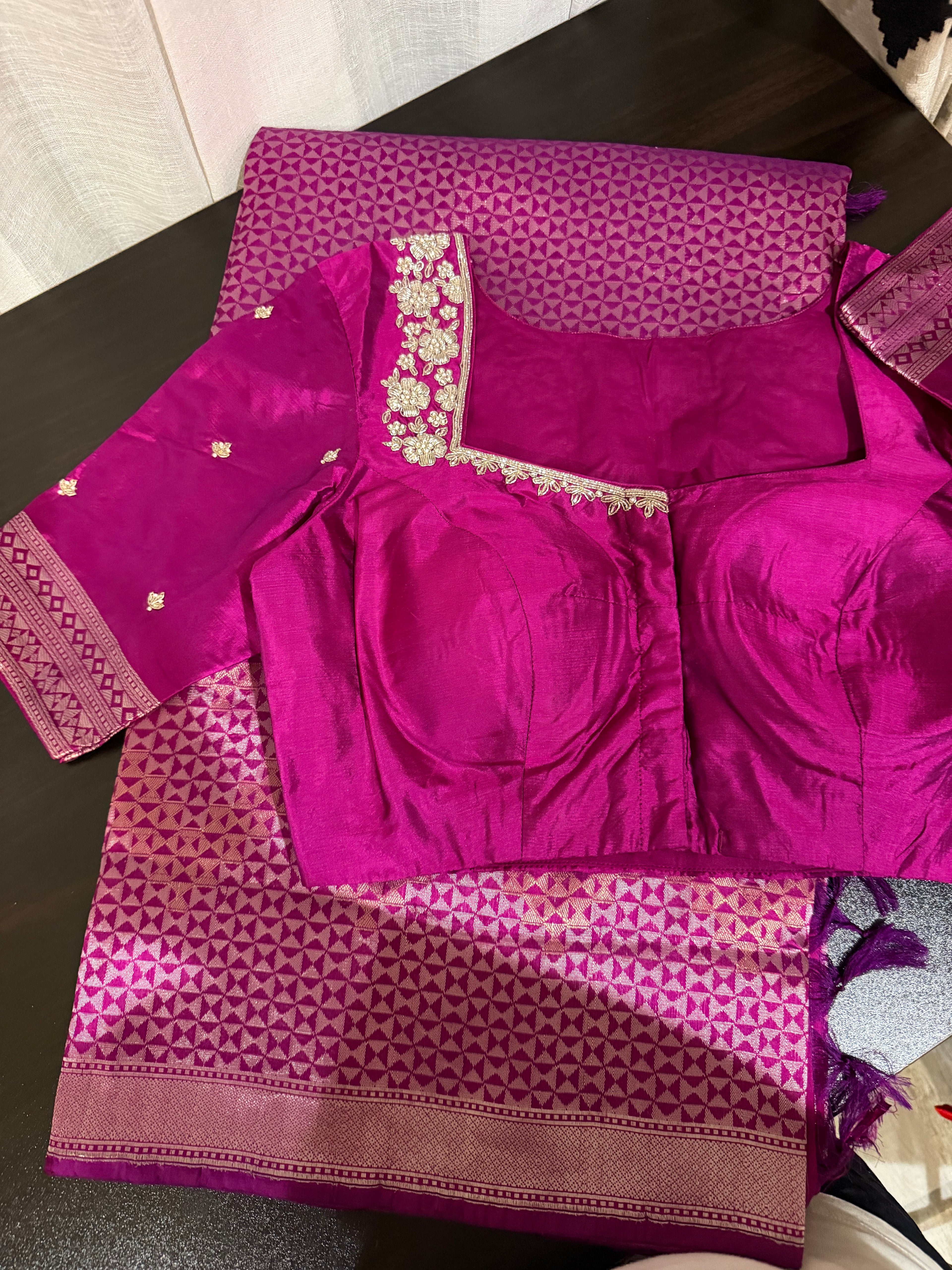 Purple Benarasi Silk Saree with Ornate Zari Work