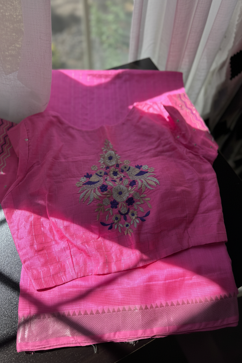 Pink Saree Front