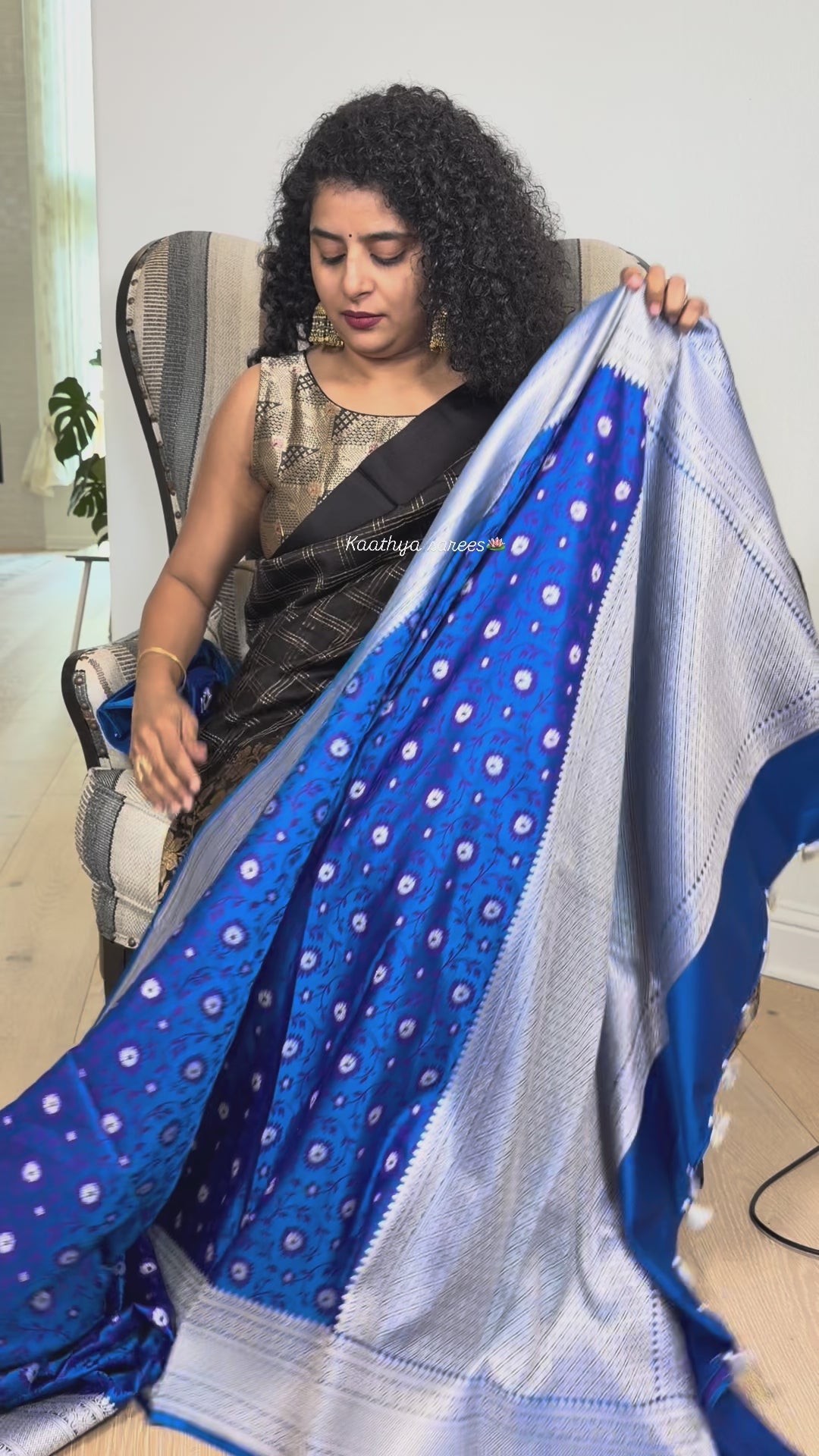 Blue Benares Tanchoi Saree