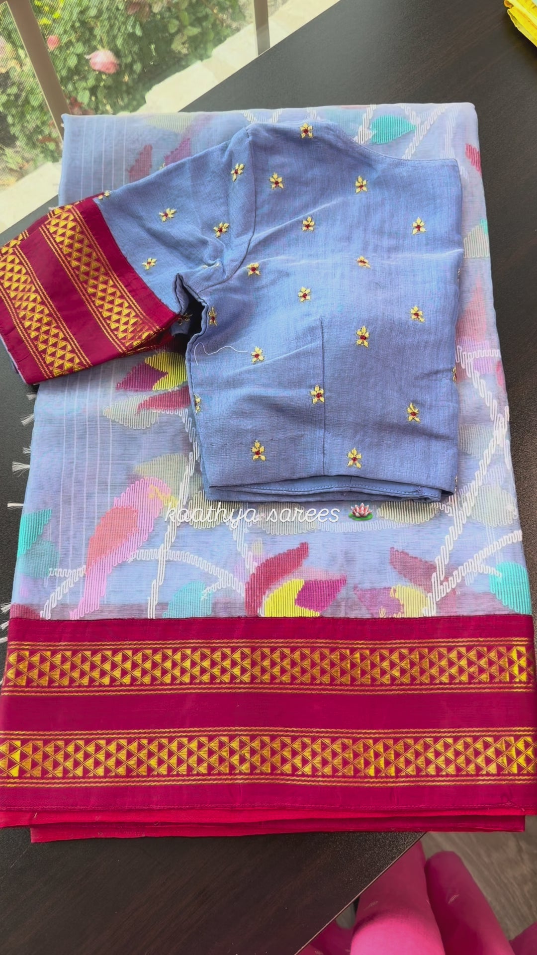 Muslin Jamdani Saree with Kanchi Border - Lavendar