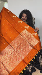 Burnt Orange Benares Saree