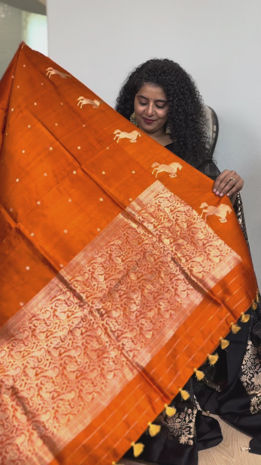 Burnt Orange Benares Saree