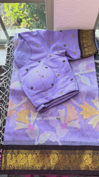 Muslin Jamdani Saree with Kanchi Border
