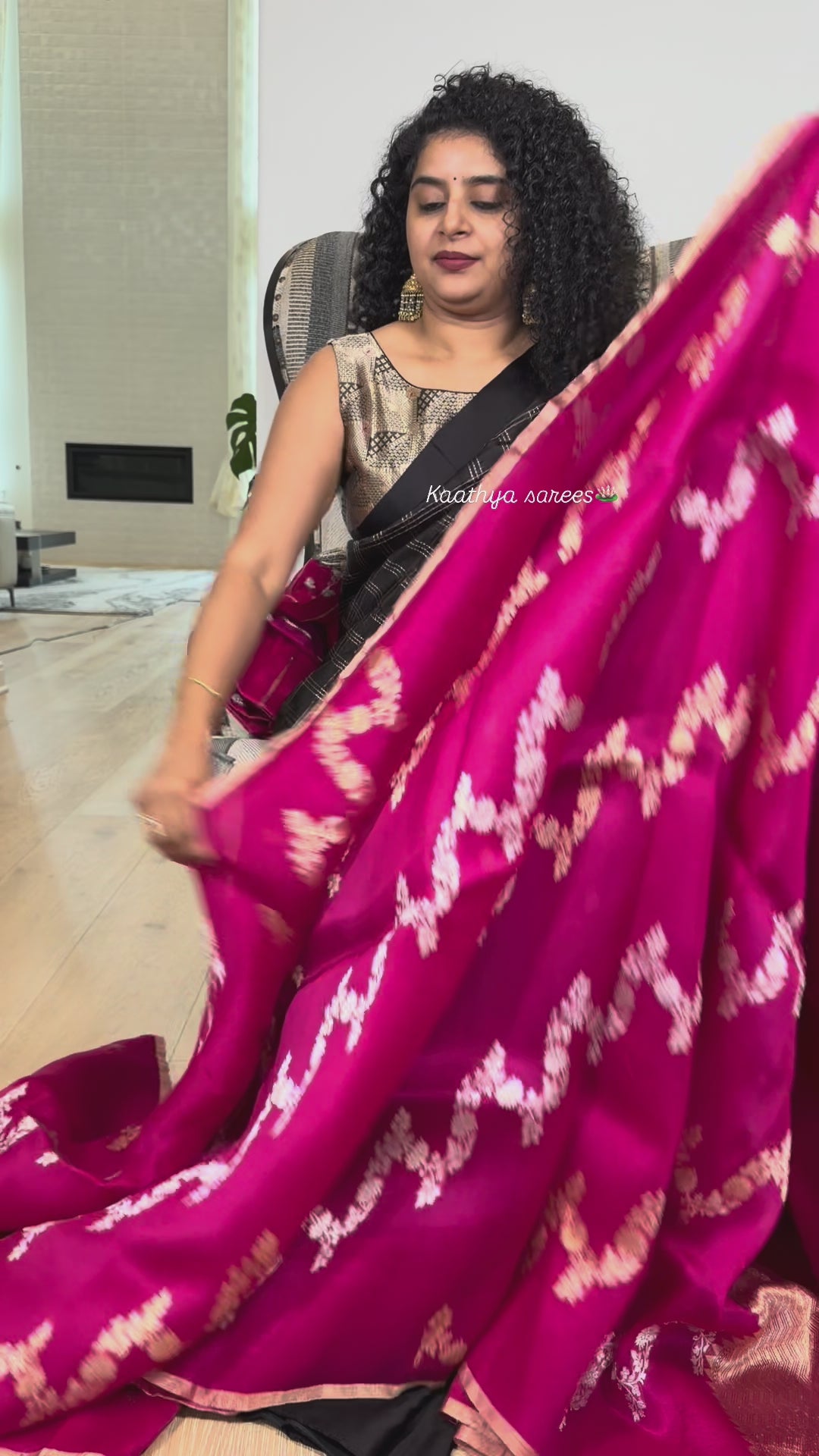 Jaal Kora Benares - Rani Pink
